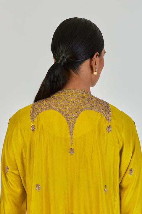 Indrani Kurta and Pant-Light Lime Yellow