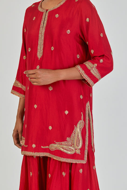 Adiya Kurta and Sharara-Red