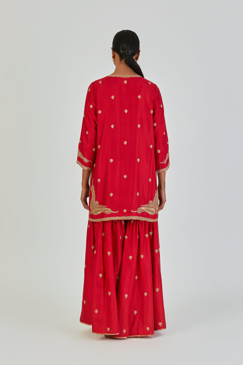Adiya Kurta and Sharara-Red