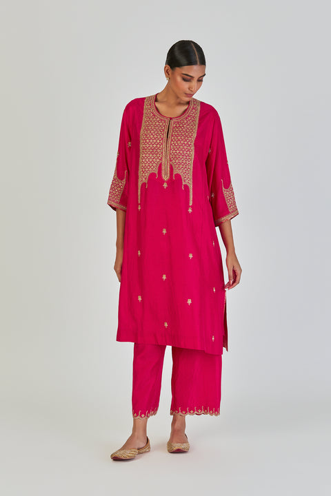 Indrani Kurta and Pant-Dark Pink