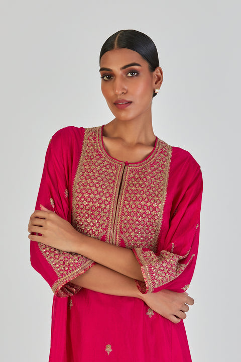 Indrani Kurta and Pant-Dark Pink