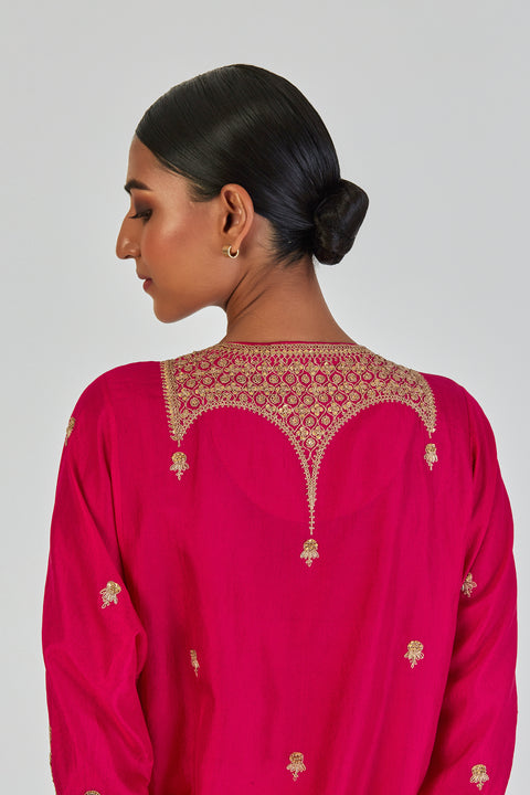 Indrani Kurta and Pant-Dark Pink
