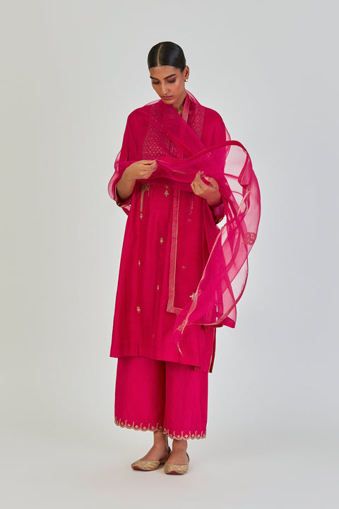 Indrani Kurta and Pant-Dark Pink