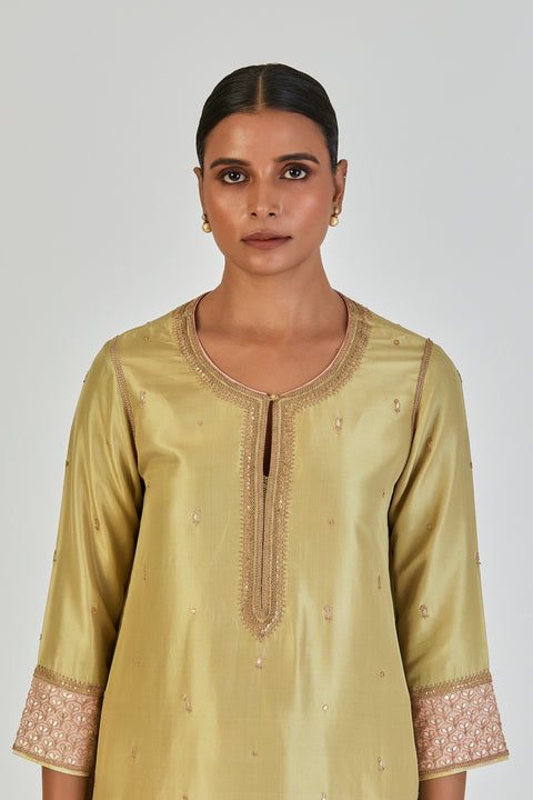 Almas Kurta and Sharara-Sea Green
