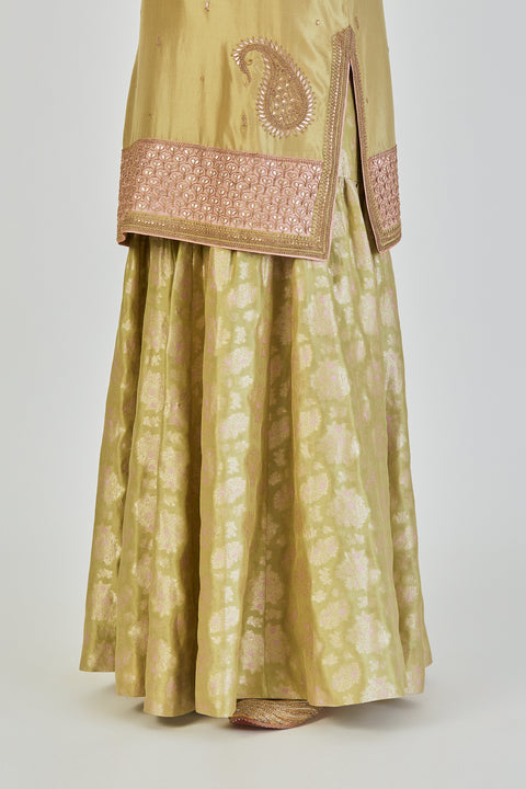 Almas Kurta and Sharara-Sea Green