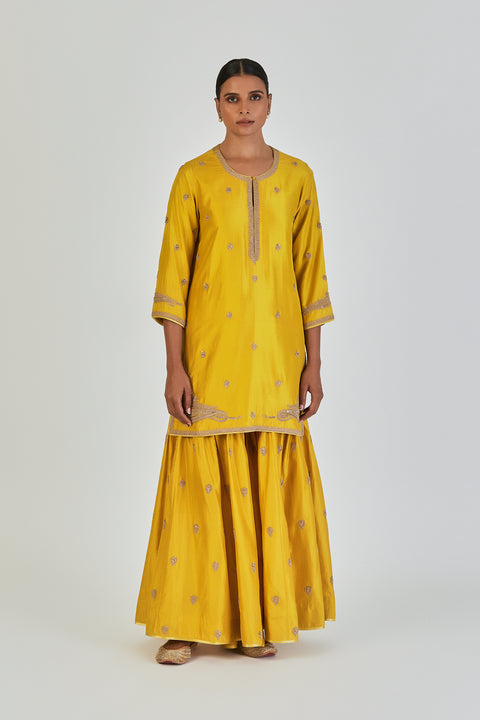 Adiya Kurta and Sharara-Lime Yellow