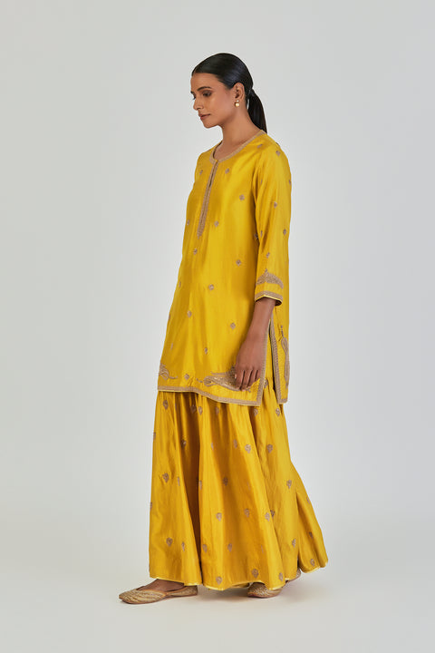 Adiya Kurta and Sharara-Lime Yellow