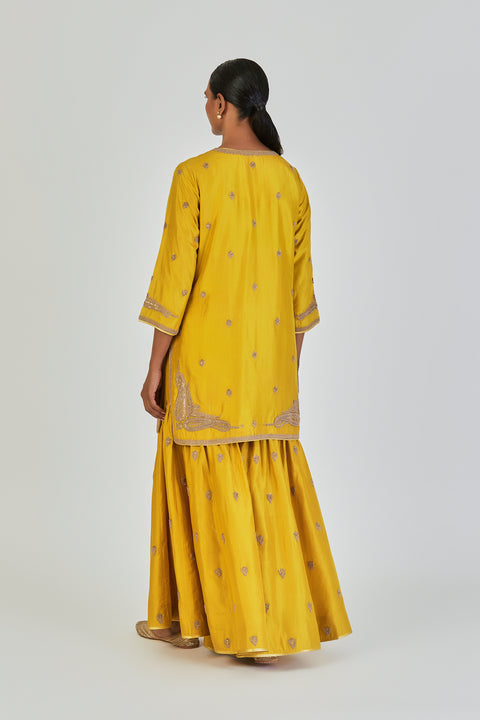 Adiya Kurta and Sharara-Lime Yellow