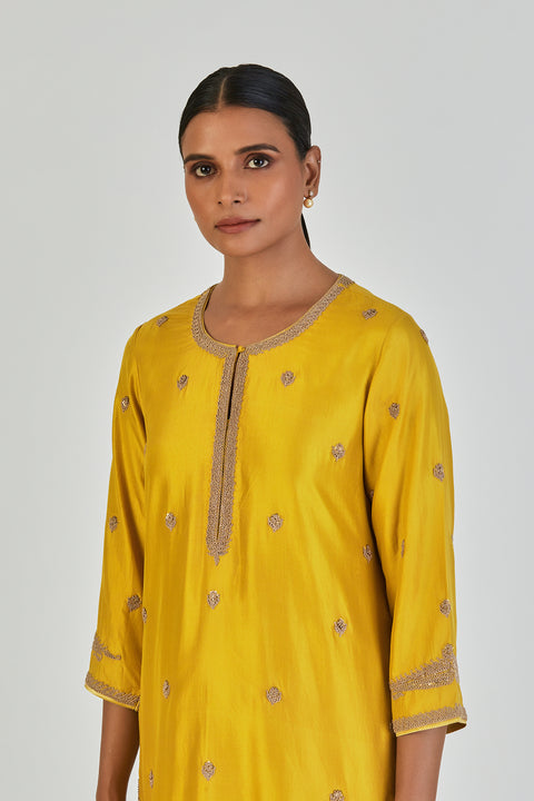 Adiya Kurta and Sharara-Lime Yellow