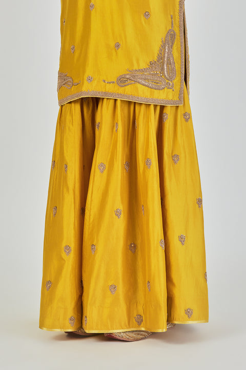 Adiya Kurta and Sharara-Lime Yellow