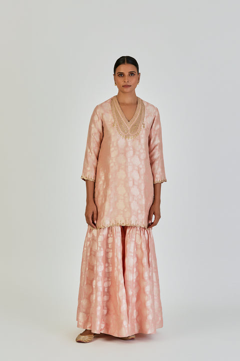 Nishtha Kurta and Sharara-Salmon Pink