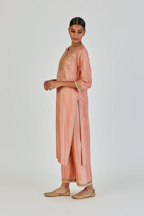 Lubena Kurta and Pant-Salmon Pink