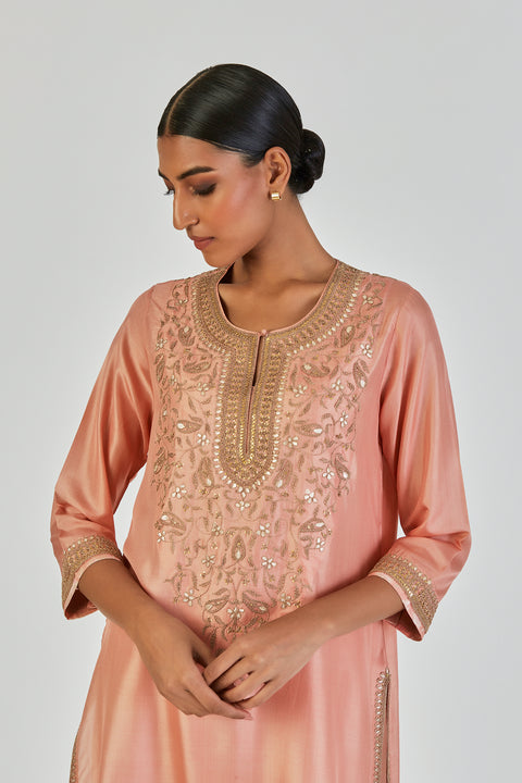 Lubena Kurta and Pant-Salmon Pink