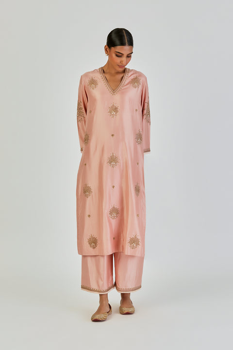 Tanisha Kurta and Pant-Salmon Pink