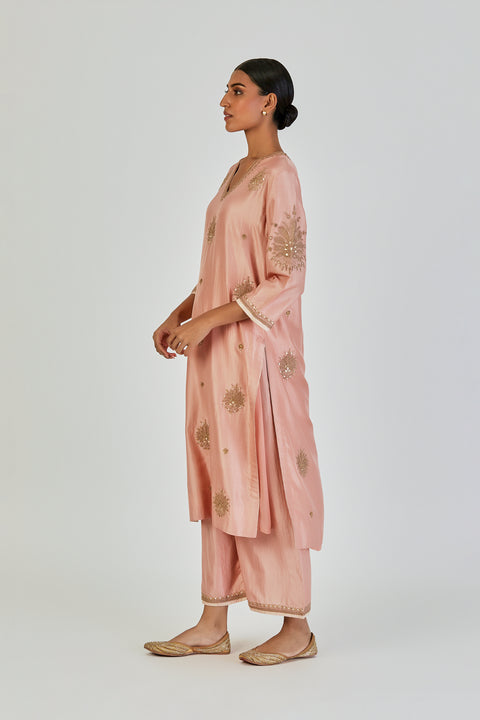 Tanisha Kurta and Pant-Salmon Pink