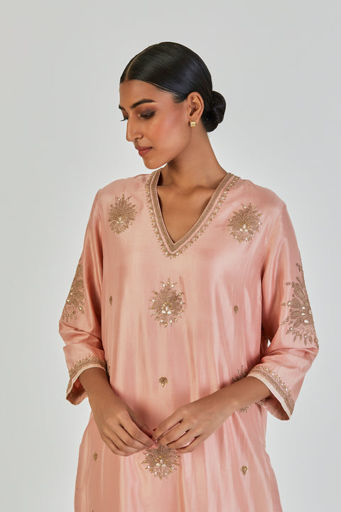 Tanisha Kurta and Pant-Salmon Pink