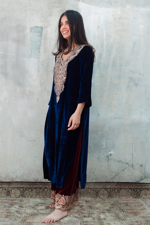 Elham Kurta and Pant-Blue