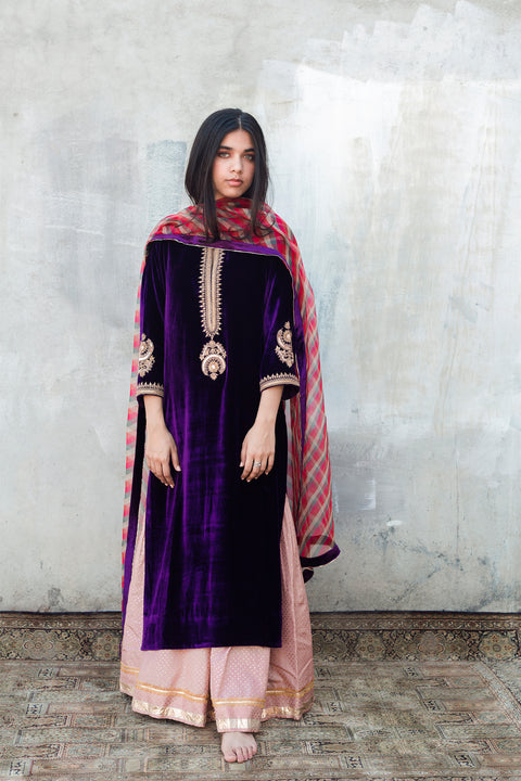 Mehrun Kurta and Sharara-Purple
