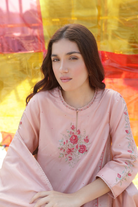 Palak Dupatta-Salmon Pink