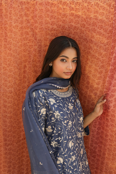 Hansika Dupatta-Indigo