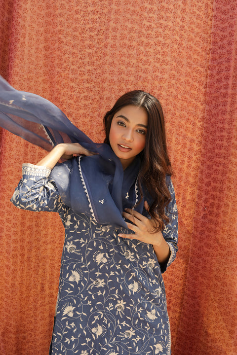 Hansika Dupatta-Indigo
