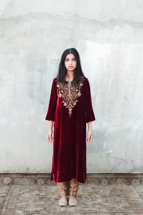 Batool Kurta and Pant-Maroon