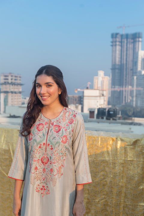 Sunita Kurta and Pant-Sage Blue