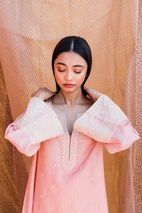 Aradhana Kurta and Pant-Salmon Pink