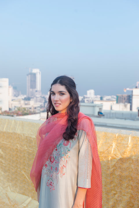 Sunita Kurta and Pant-Sage Blue