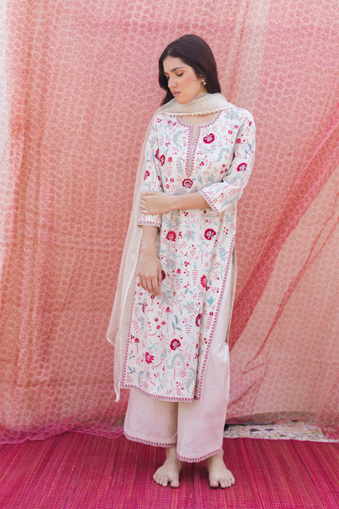Veena Kurta and Pant-Salmon Pink