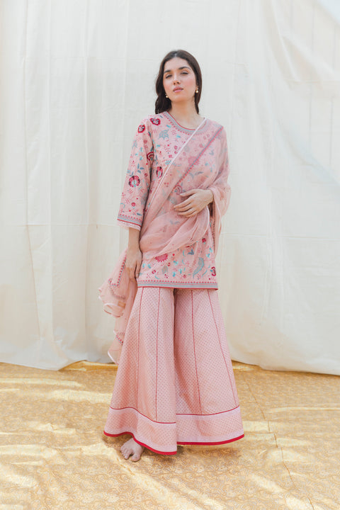 Adhira Kurta and Sharara-Pink
