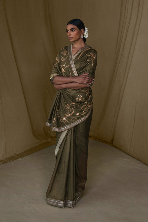 Nikita Saree-Mehendi Green