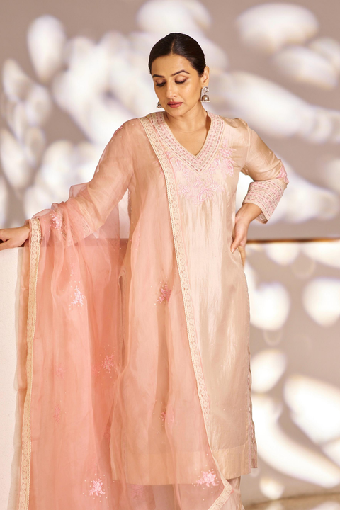 Pallavi Kurta and Pant-Light Pink