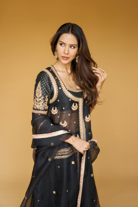 Afreen Sharara Set-Black