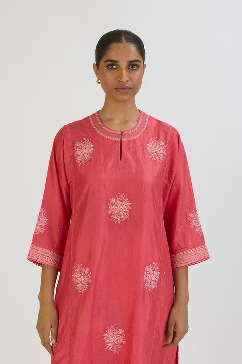 Aadhya Kurta and Pant - Dark Pink