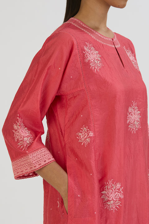 Aadhya Kurta and Pant - Dark Pink