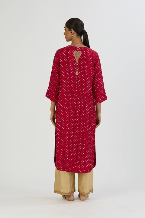 Dipty Kurta and Pant - Red Bandhani