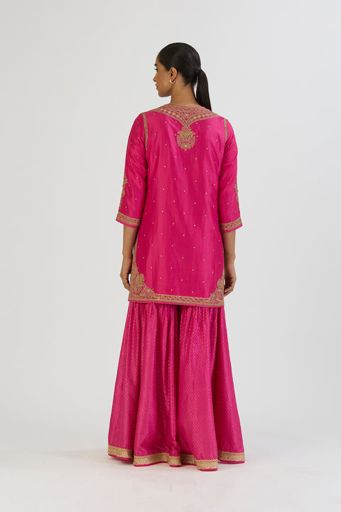 Sajal Kurta and Sharara - Fuschia