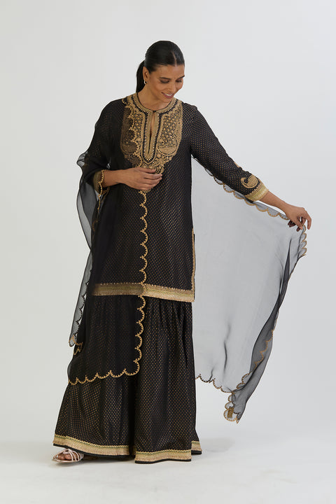 Aza Kurta and Sharara - Black