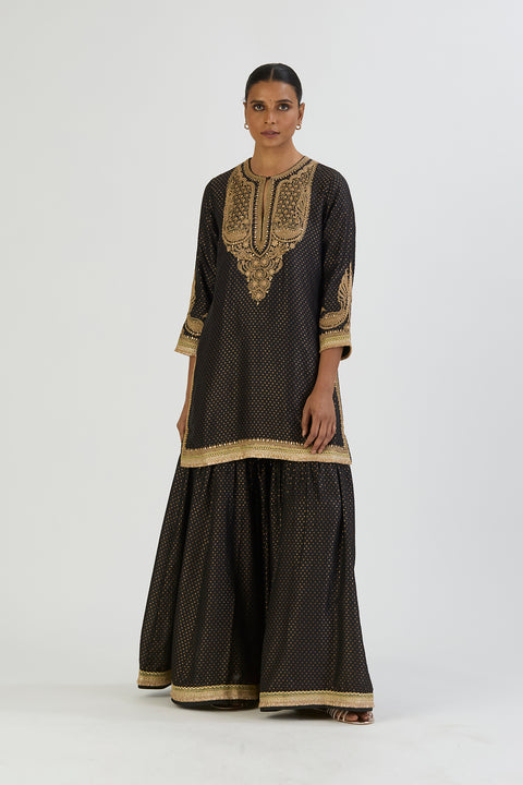 Aza Kurta and Sharara - Black