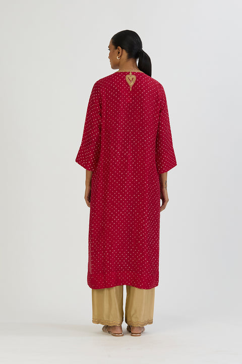 Smita Kurta and Pant - Red Bandhani