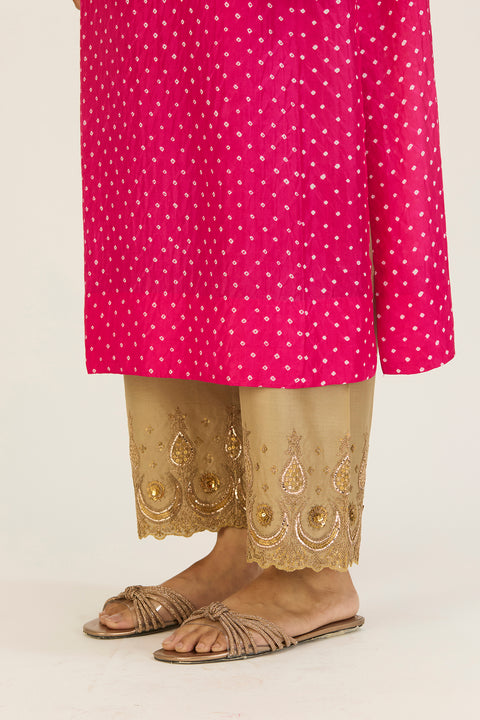 Brinda Kurta & Pant - Fuschia Bandhani