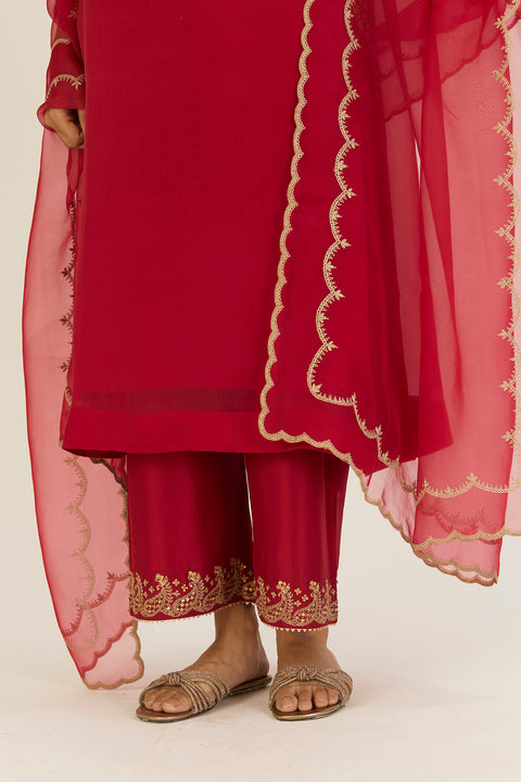 Rysa Kurta & Pant - Red