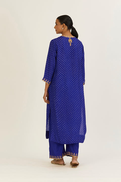 Rysa Kurta & Pant - Royal Blue Bandhani