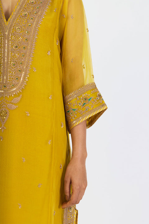 Aarohi Kurta and Pant - Lime