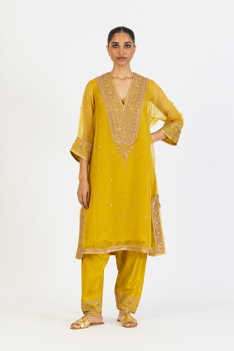 Aarohi Kurta and Pant - Lime