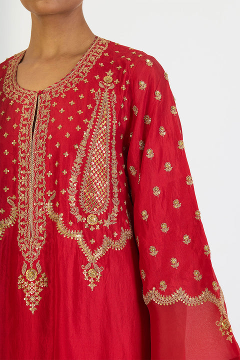 Anika Kurta and Pant - Red