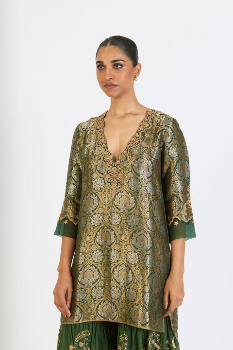 Kanika Kurta and Sharara - Dark Green