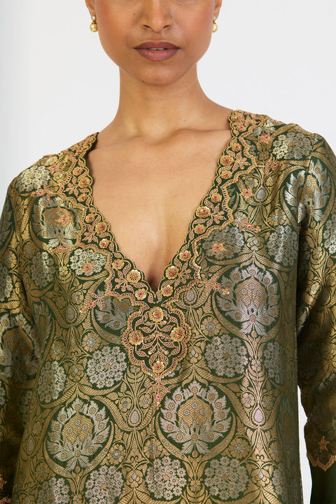 Kanika Kurta and Sharara - Dark Green