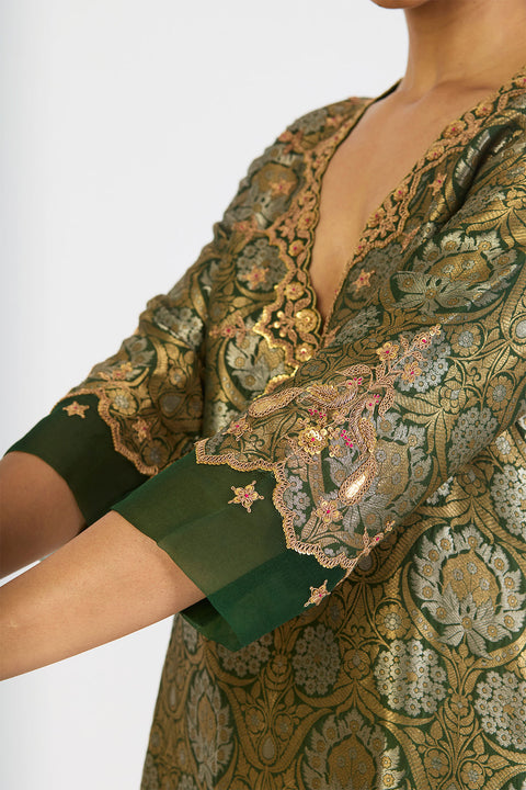 Kanika Kurta and Sharara - Dark Green